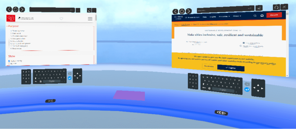 Screenshot of in-app browsers